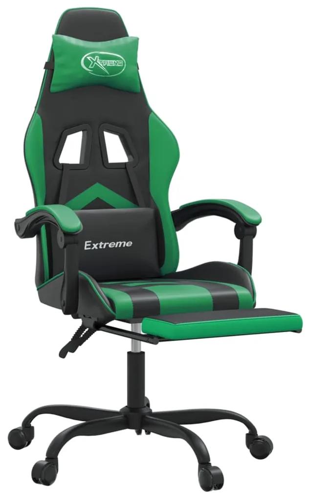vidaXL Καρέκλα Gaming Περιστρ. Υποπόδιο Μαύρο/Πράσινο Συνθετικό Δέρμα