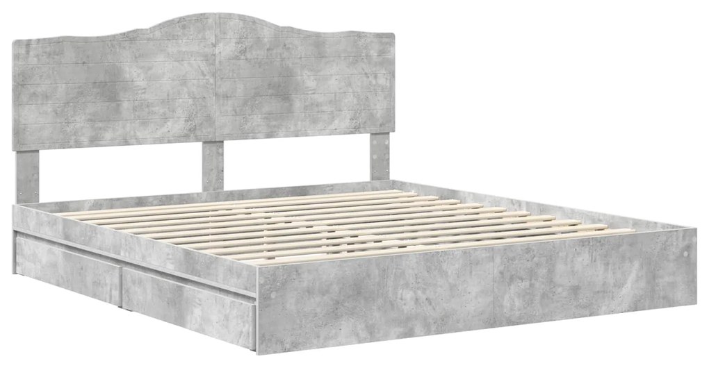 vidaXL Κρεβάτι Αποθήκης Σκυρόδεμα Γκρι 200 x 200 cm Επεξεργασμένο ξύλο