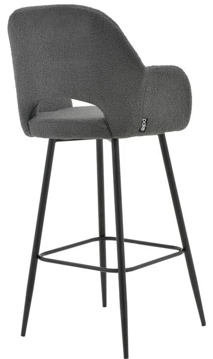Σκαμπό bar Renish ύφασμα μπουκλέ γκρι και μεταλλικό μαύρο πόδι 51x57x114εκ 2αδα 51x57x114 εκ.