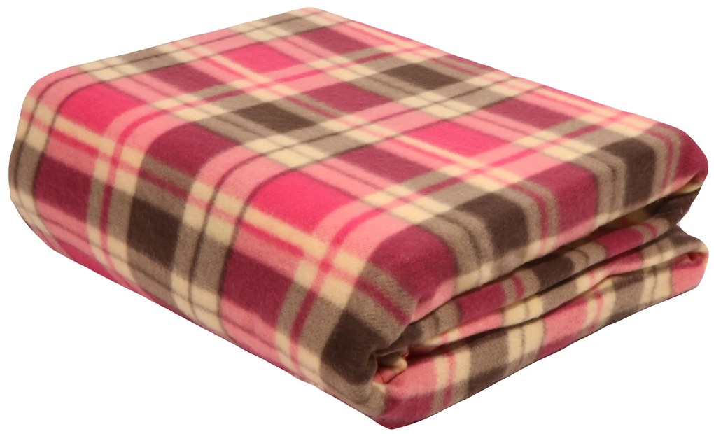 Κουβέρτα fleece εμπριμέ ροζ μονή 160Χ240