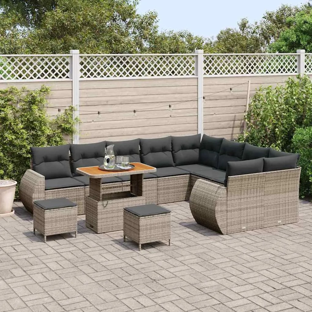 vidaXL Σετ Καναπέ Κήπου με μαξιλάρι 12 pcs Γκρι 90 x 55 x 71 cm
