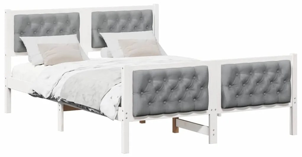 vidaXL Σκελετός Κρεβατιού με κεφαλάρι Ανοιχτό γκρι 140 x 200 cm