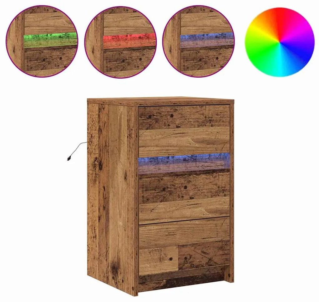 vidaXL Κομοδίνο with Παλαιό ξύλο 38 x 34 x 61 εκ. Επεξεργασμένο ξύλο