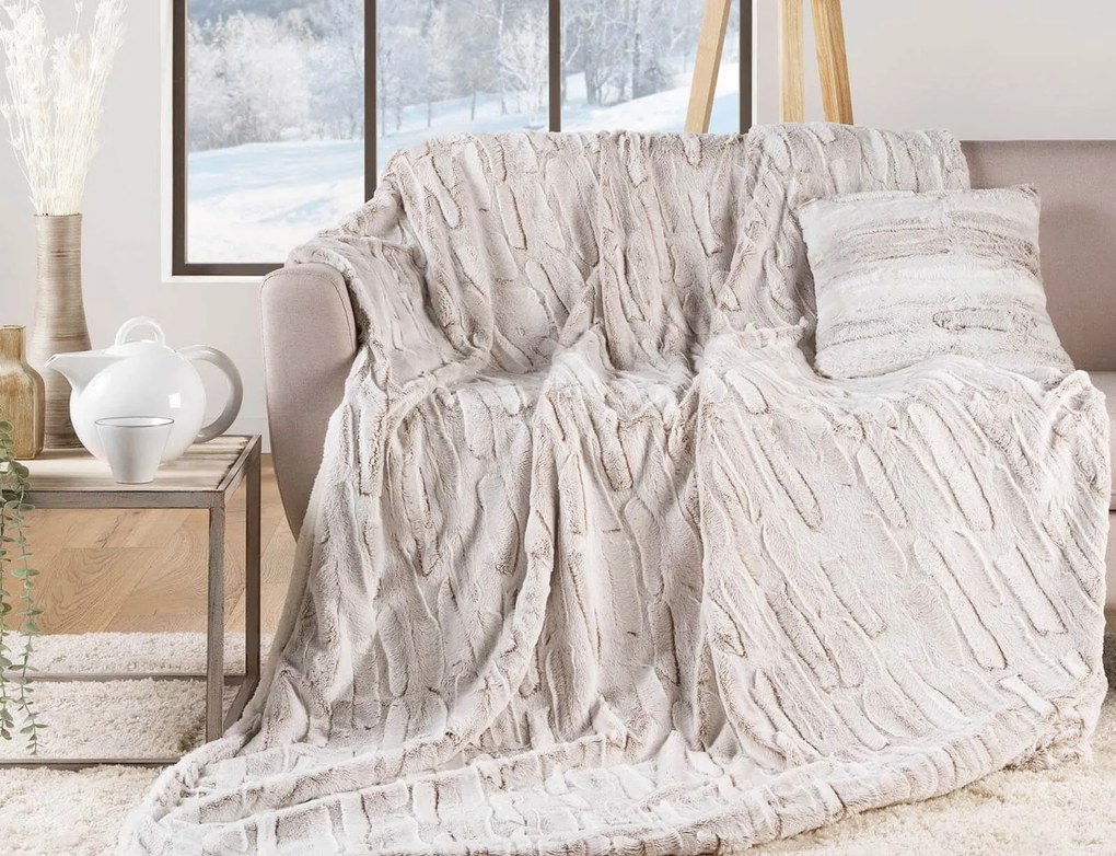 Κουβέρτα Lynx Douceur d'intérieur με εσωτερική επένδυση sherpa και διαστάσεις 180x220cm - White