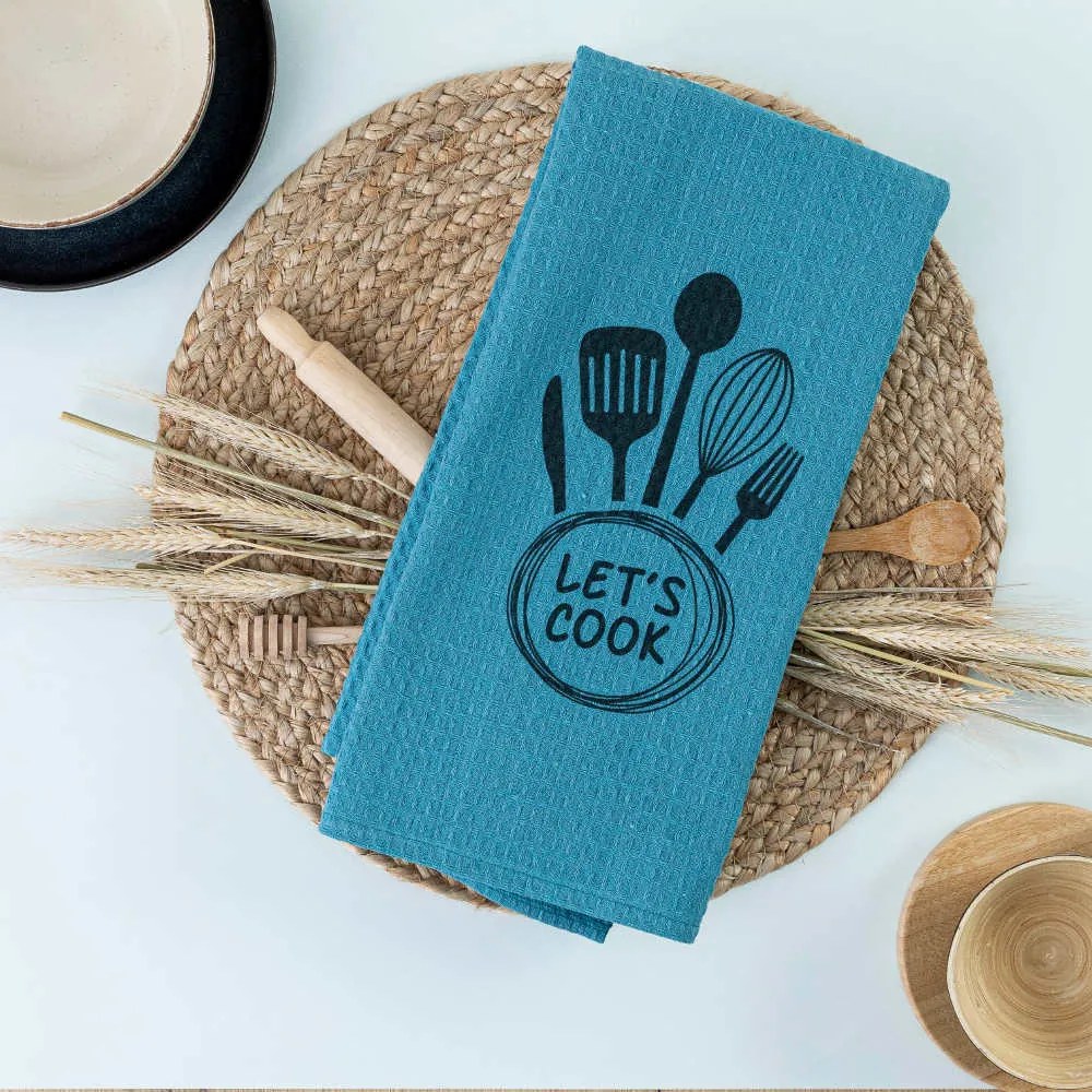 Ποτηρόπανα Κουζίνας Waffle Let&#039;s Cook - 50 x 70 cm - Βεραμάν - Borea