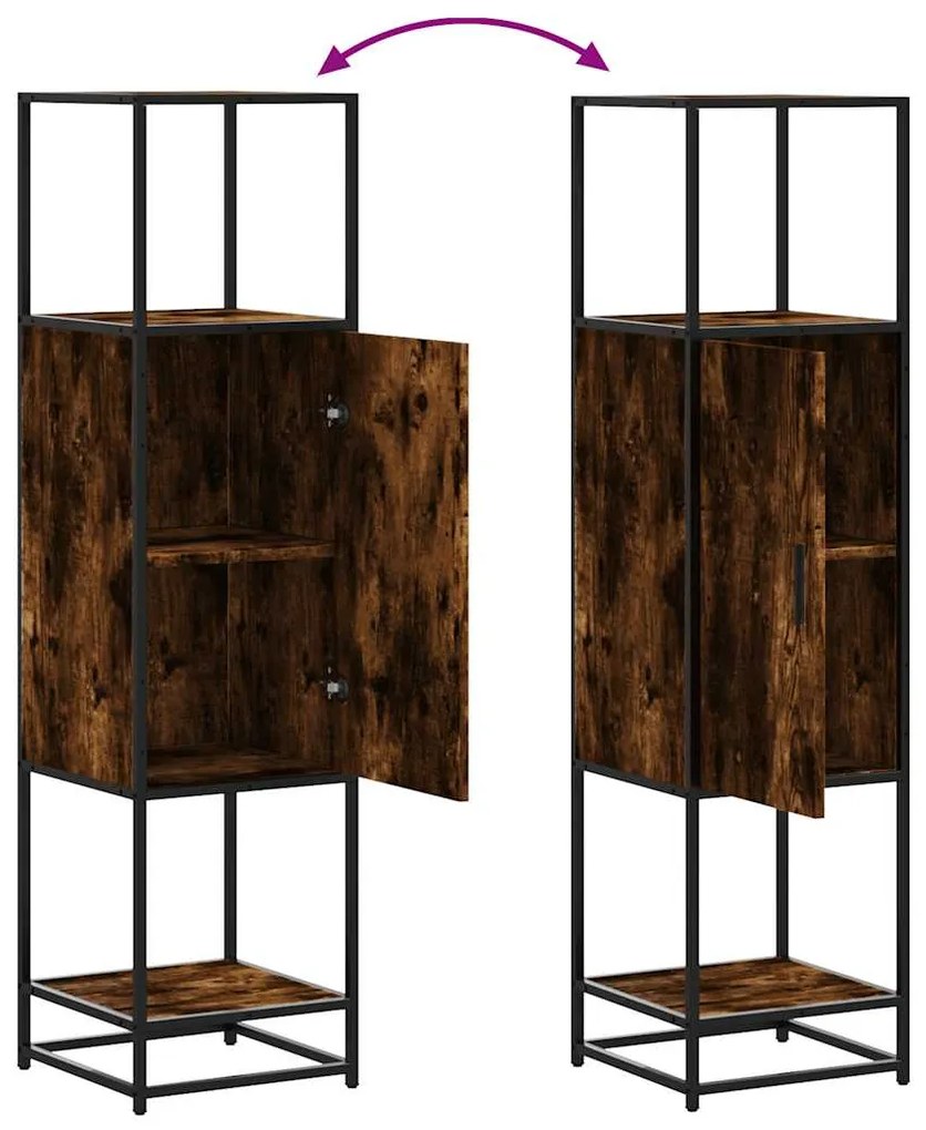Highboard Καπνιστή δρυς Κατασκευασμένο ξύλο και μέταλλο - Καφέ