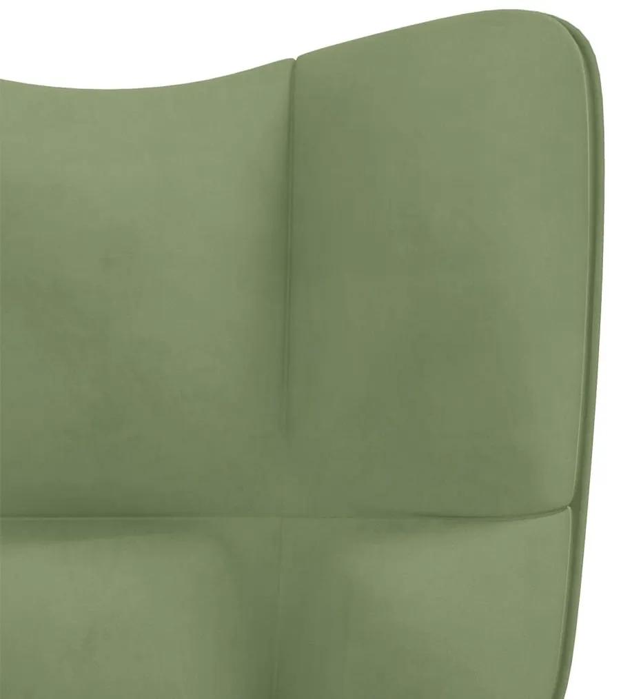 Πολυθρόνα Relax Ανοιχτό Πράσινο Βελούδινη με Σκαμπό - Πράσινο