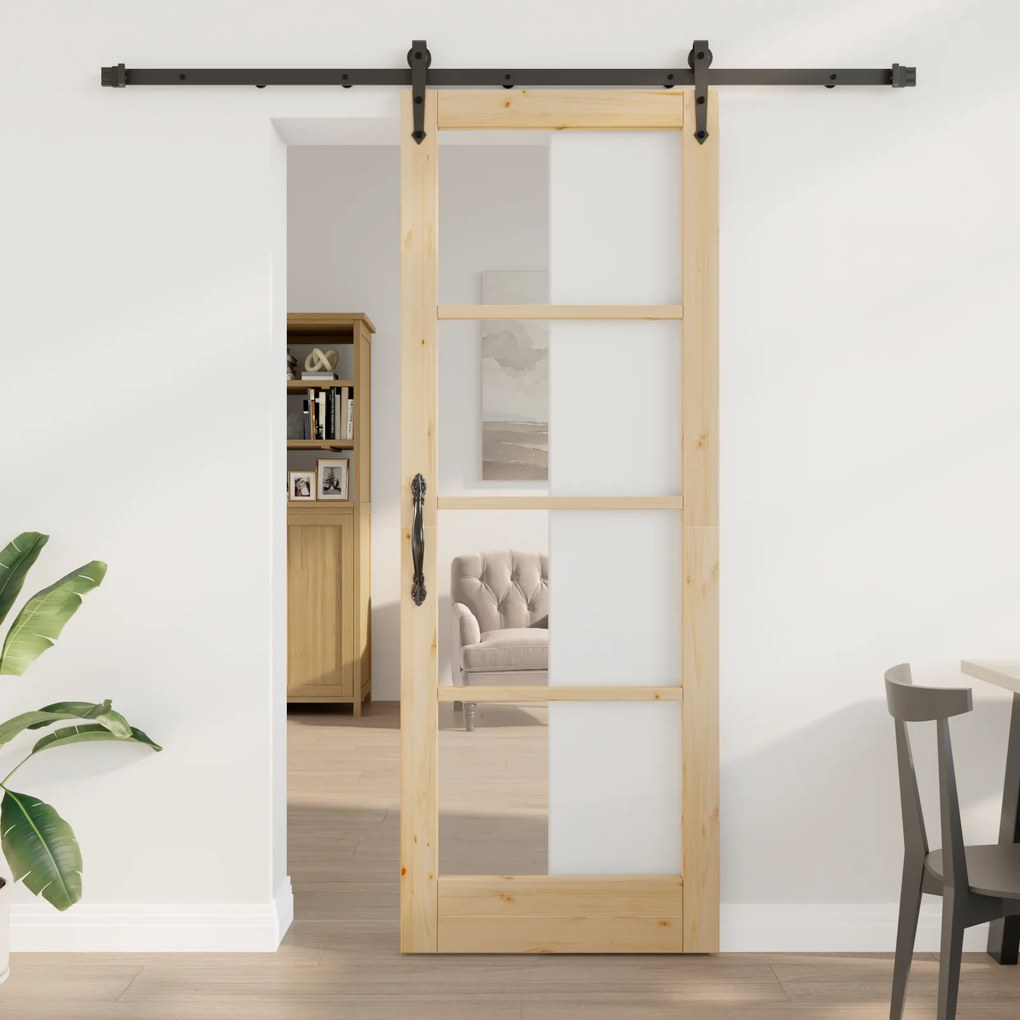 vidaXL Σετ Συρόμενης Πόρτας  με Υλικά 78x211 εκ Μασίφ Ξύλο Πεύκου