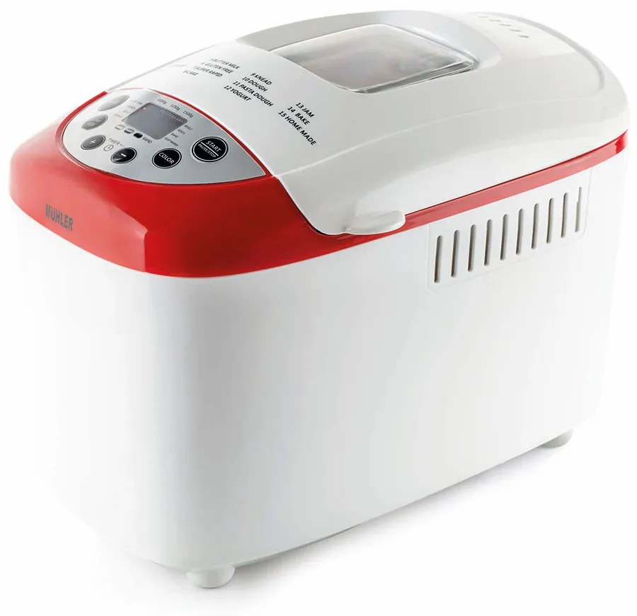 Muhler MBM-1502 Αρτοπαρασκευαστής 850W Χωρητικότητας 1500gr με 15 Προγράμματα, Λευκός