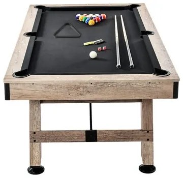 VEVOR Billiards Table, 7 ft Pool Table, Adjust Legs Stable Billiards Table, Pool Table Set Includes Balls, Cues, Chalks and Brush, Wood Color with Black Cloth, Perfect for Family Game Room Kids Adults