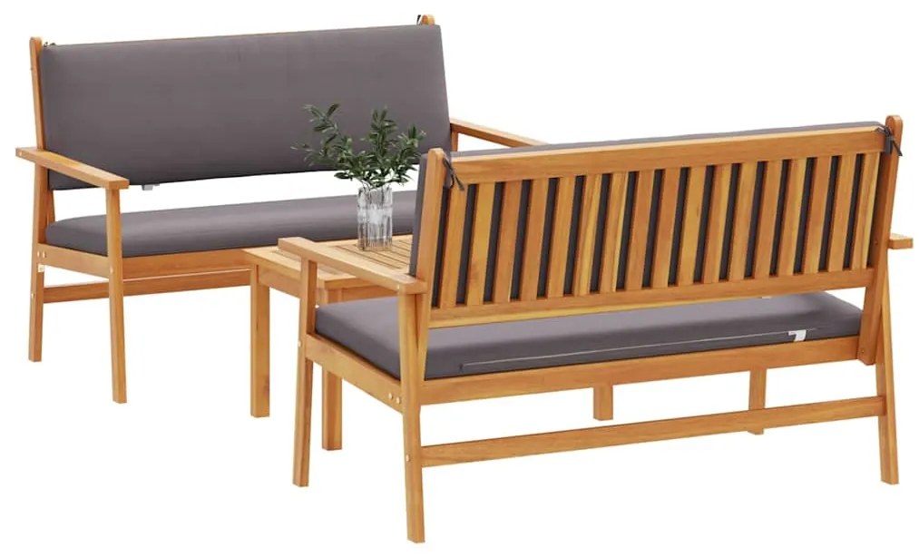 vidaXL Σετ Καναπέ Κήπου 3 pcs Καφέ 75 x 45 x 38 εκ. Μασίφ ξύλο ακακίας