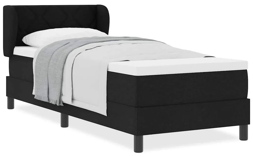 vidaXL Κρεβάτι box spring με στρώμα με στρώμα Μαύρο 80 x 200 cm ύφασμα