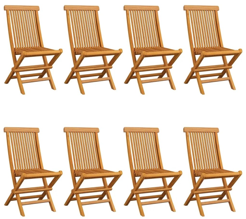 vidaXL Καρέκλες Κήπου 8 τεμ. από Μασίφ Ξύλο Teak με Μπεζ Μαξιλάρια