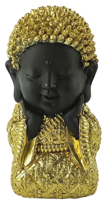 BABY BUDDHA 1 DECO ΒΟΥΔΑΣ POLYRESIN ΧΡΥΣΟ ΜΑΥΡΟ 11,7x10,2xH16,7cm - 022122 - 022122