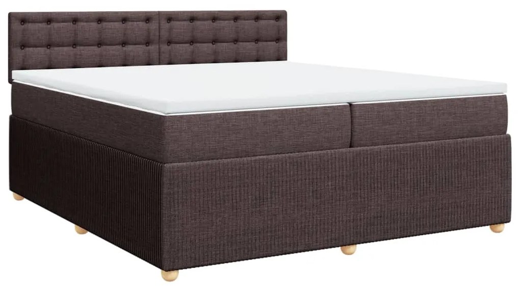 vidaXL Κρεβάτι Boxspring με Στρώμα Σκούρο Καφέ 200x200 εκ. Υφασμάτινο