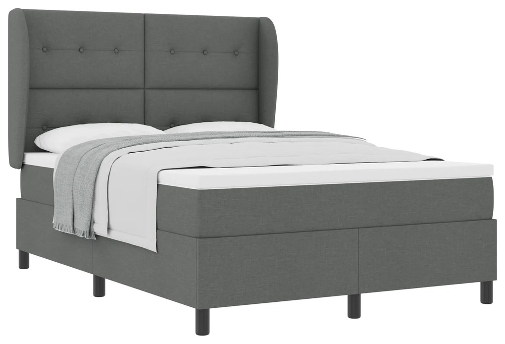vidaXL Κρεβάτι Box Spring με Στρώμα Σκούρο Γκρι 140x200 εκ Υφασμάτινο