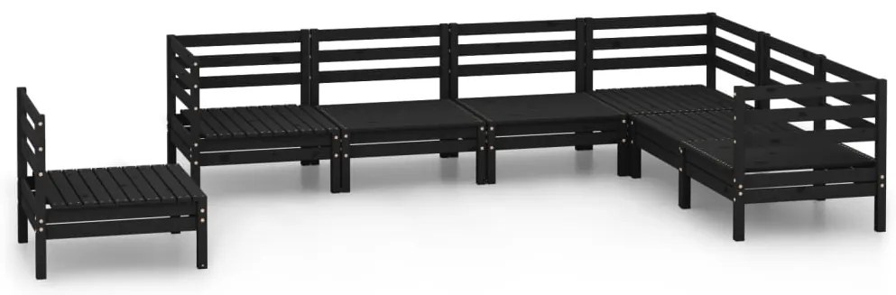 vidaXL Σαλόνι Κήπου Σετ 7 Τεμαχίων Μαύρο από Μασίφ Ξύλο Πεύκου