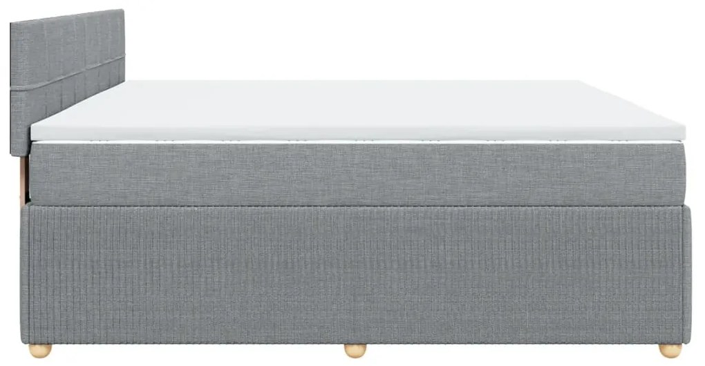 vidaXL Κρεβάτι Boxspring με Στρώμα Ανοιχτό Γκρι 200x200 εκ. Υφασμάτινο