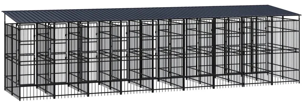 vidaXL Κλουβί Σκύλου Εξωτερικού Χώρου με Οροφή 16,59 μ² από Ατσάλι