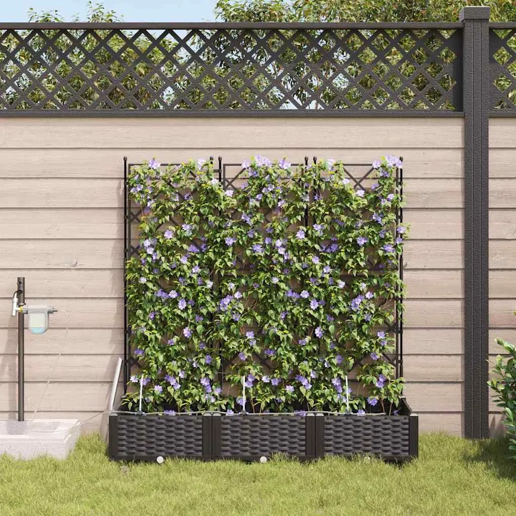 vidaXL Ζαρντινιέρες κήπου Μαύρο 120 x 40 x 126 cm Ατσάλι