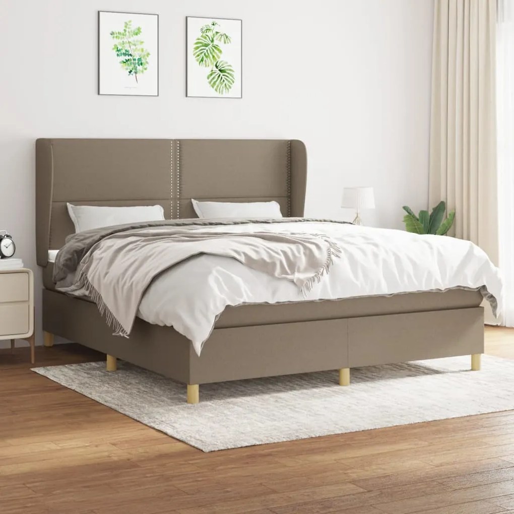 Κρεβάτι Boxspring με Στρώμα Taupe 160x200 εκ. Υφασμάτινο