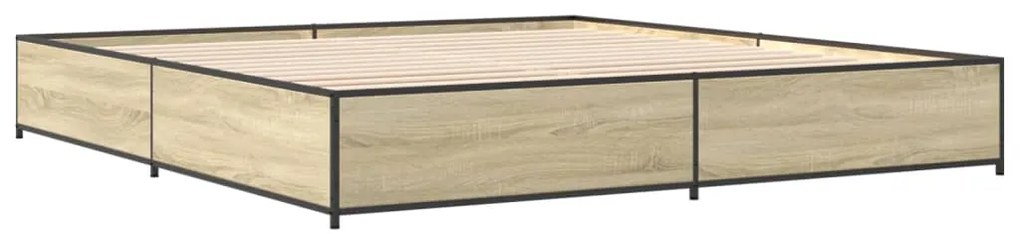 vidaXL Πλαίσιο Κρεβατιού Sonoma Δρυς 200x200 εκ. Επεξ. Ξύλο & Μέταλλο