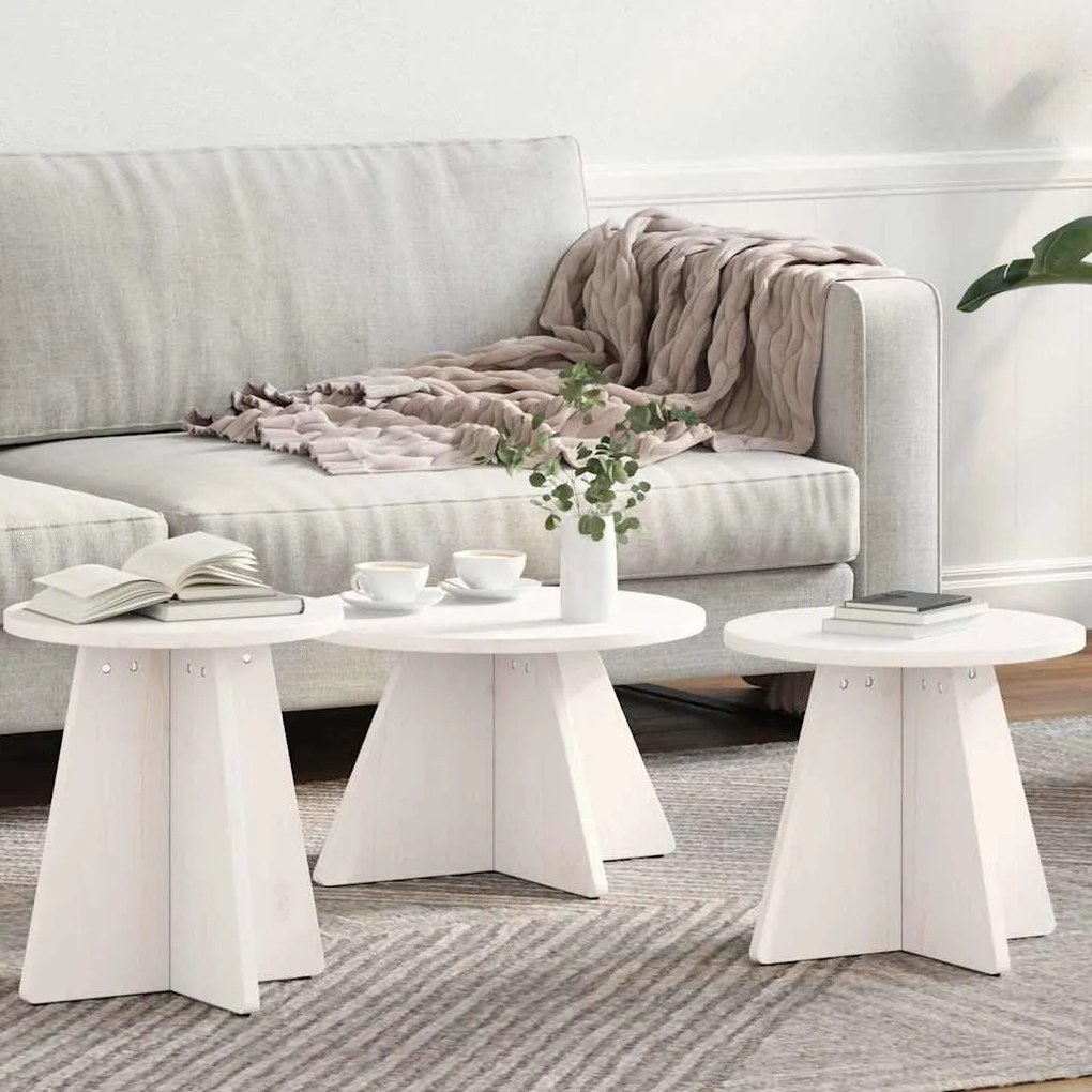 vidaXL Σετ Τραπεζιού Για Καφέ 3 pcs Λευκό 49 x 49 x 30 εκ.
