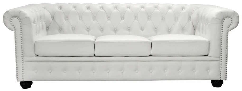 ΚΑΝΑΠΕΣ 3ΘΕΣΙΟΣ T.CHESTERFIELD HM3009.02 ΤΕΧΝΟΔΕΡΜΑ ΛΕΥΚΟ ΜΑΤ 208x90x73 εκ.
