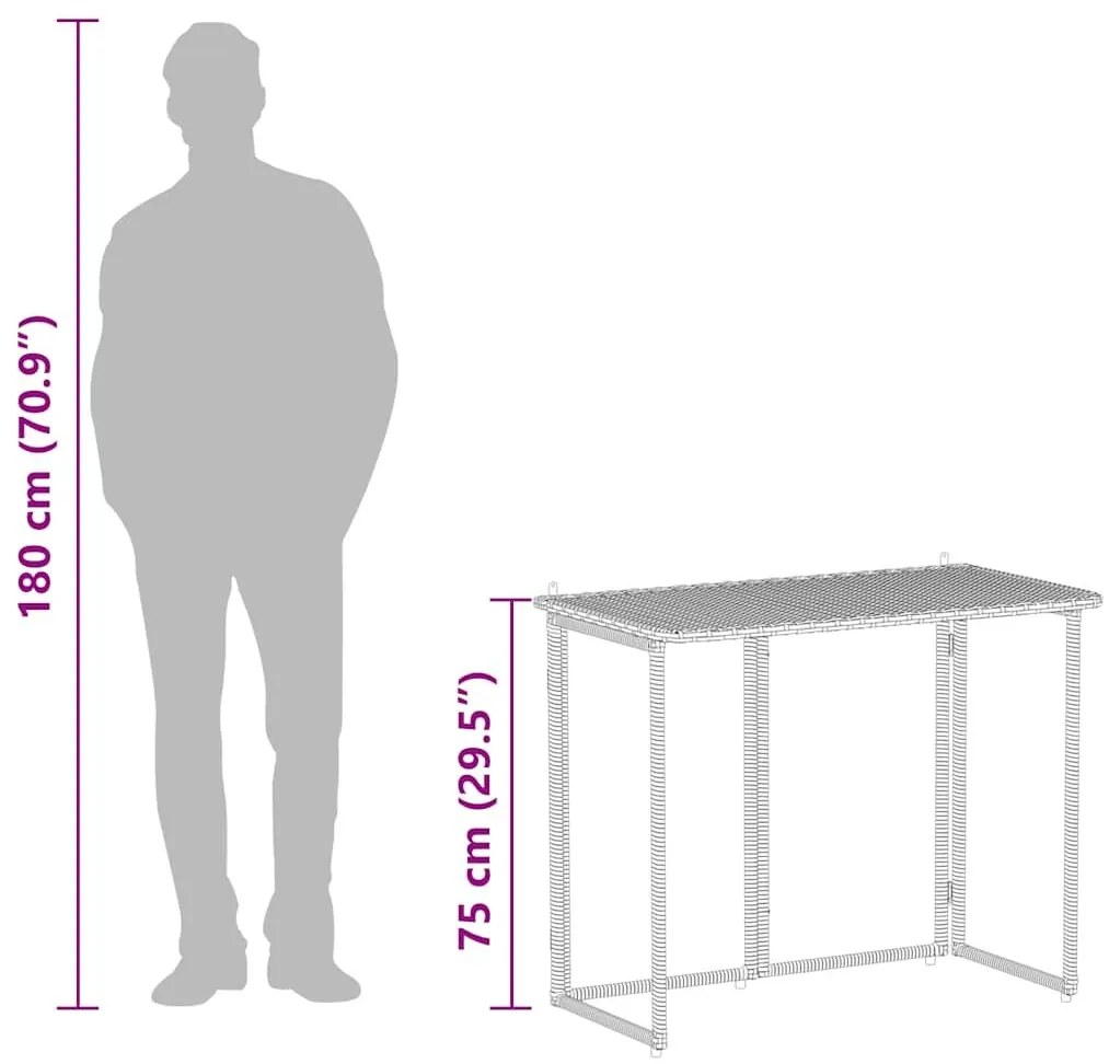 Πτυσσόμενο τραπέζι κήπου ανοιχτό γκρι 90x51x75 cm Poly Rattan - Γκρι