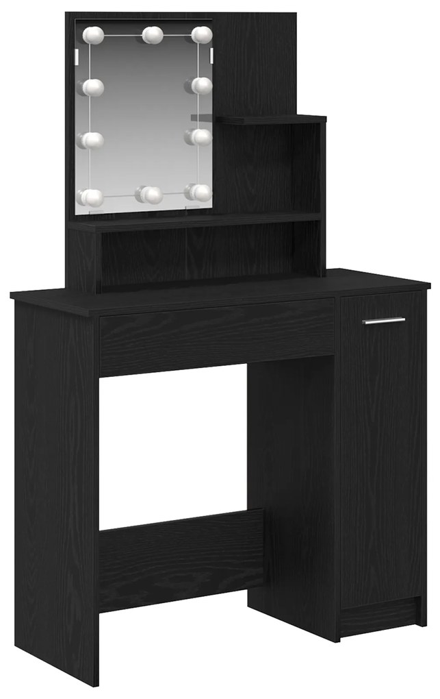 vidaXL LED Καθρέφτης Μακιγιάζ σε Μαύρη Δρυ - 86.5 x 35 x 136 εκ