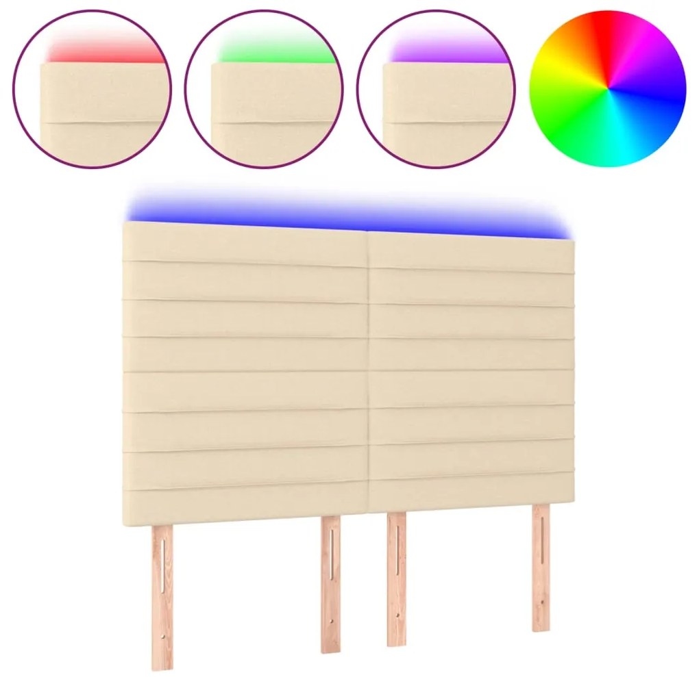 vidaXL Κεφαλάρι Κρεβατιού LED Κρεμ 144x5x118/128 εκ. Υφασμάτινο