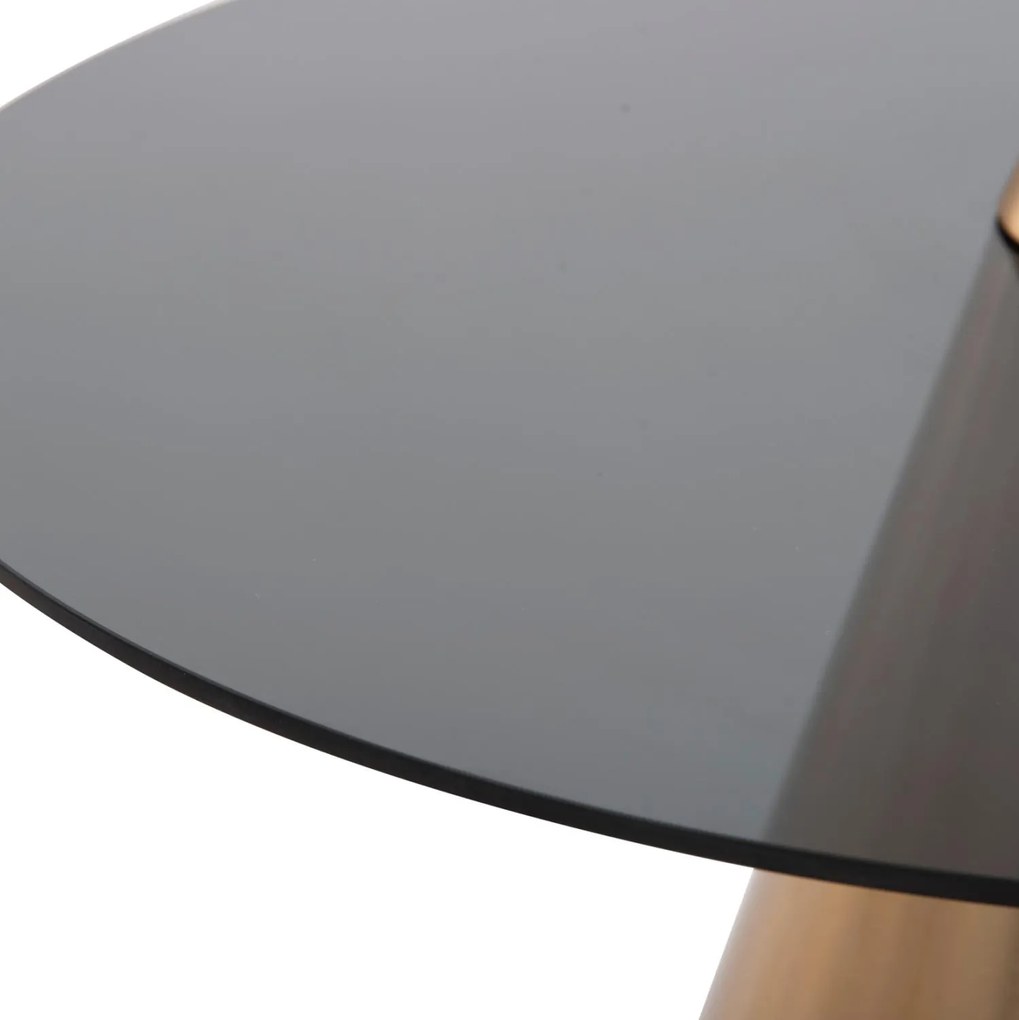 Τραπεζάκια σαλονιού REBEN Σετ 2 τμχ Μέταλλο Χρυσό - Φιμέ Γυαλί Μαύρο Φ80 & Φ60 εκ.