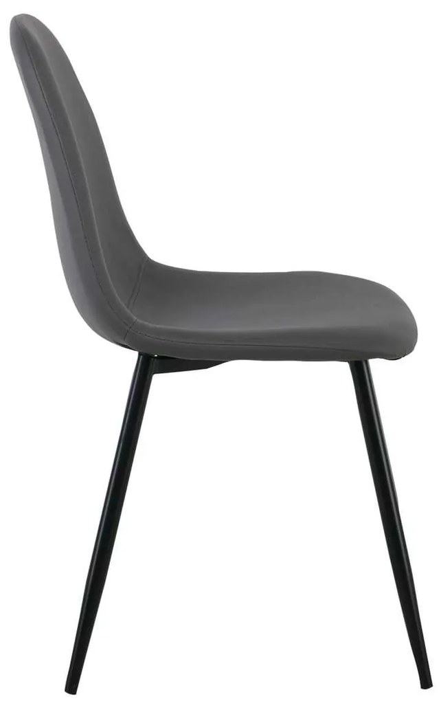Καρέκλα CELINA Μεταλλική Μαύρη, Pvc Γκρι 45x54x85cm (Σετ 4 ΤΕΜ)