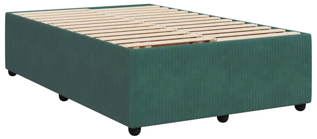vidaXL Κρεβάτι Boxspring με Στρώμα Σκούρο Πράσινο 120x190εκ. Βελούδινο