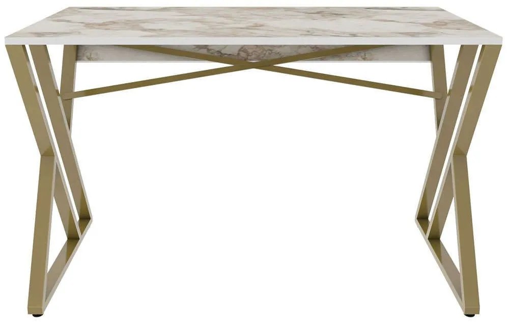 Γραφείο Gyza 322RTC1304 120x60x75cm Marble Effect White-Gold
