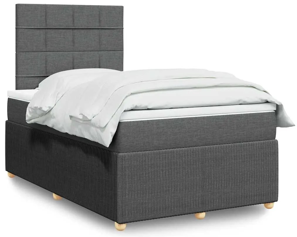 vidaXL Κρεβάτι Boxspring με Στρώμα Σκούρο Γκρι 120x200 εκ. Υφασμάτινο