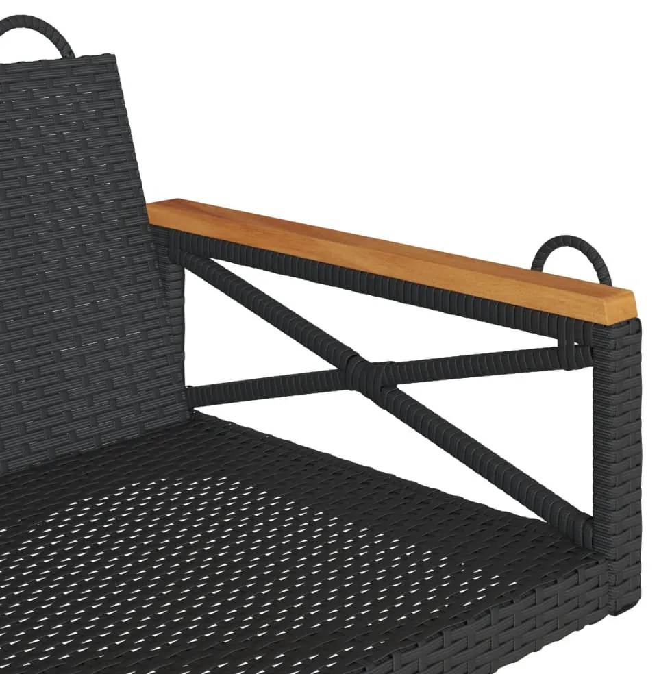 vidaXL Παγκάκι Κούνια Μαύρο 109 x 62 x 40 εκ. από Συνθετικό Ρατάν