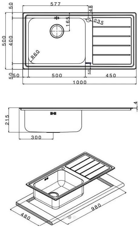 Νεροχύτης Apell Linear 8515-Aristera