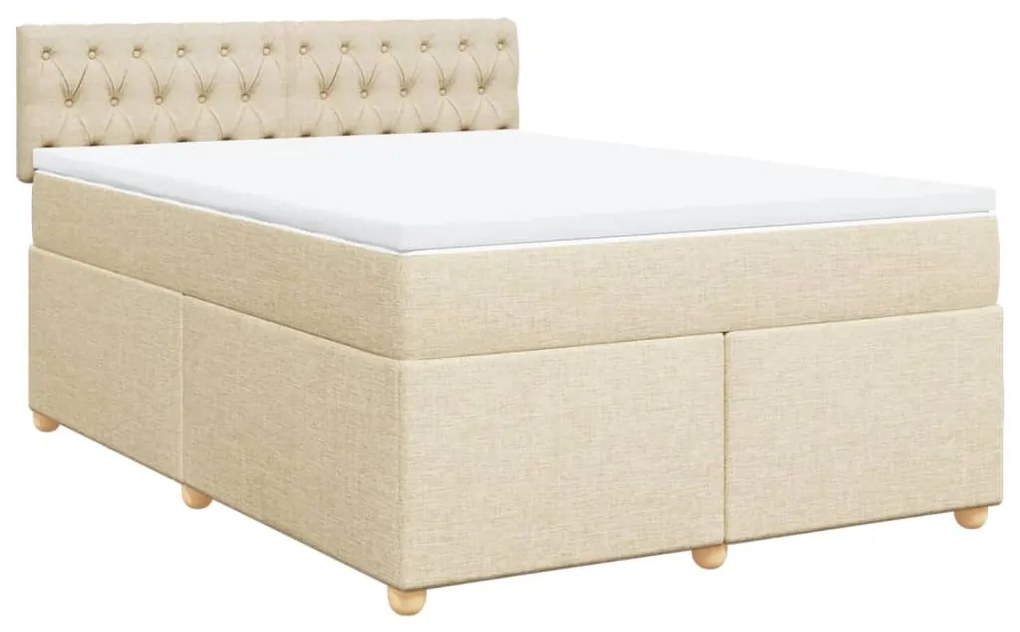 vidaXL Κρεβάτι Boxspring με Στρώμα Κρεμ 160x200 εκ. Υφασμάτινο