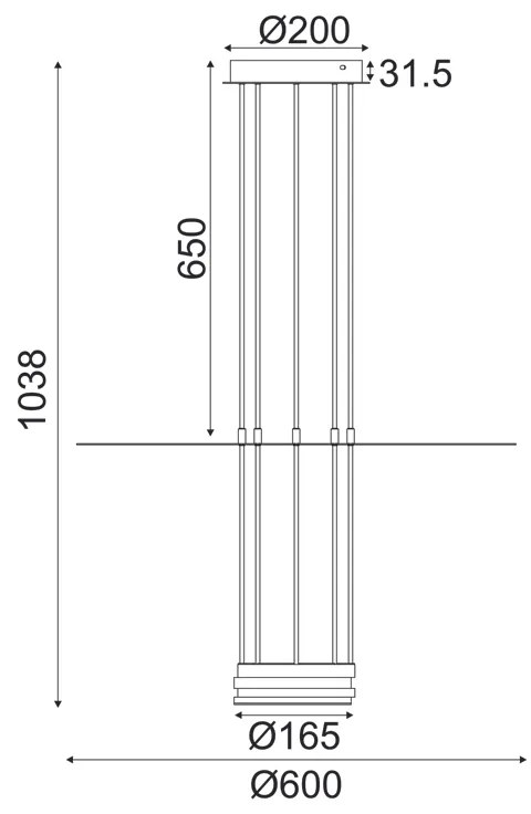 ΚΡΕΜΑΣΤΟ Φ/Σ LED 18W 3000K 1260LM ELIA ΜΑΥΡΟ ΜΕΤ/ΚΟ IP20 D60XH104CM