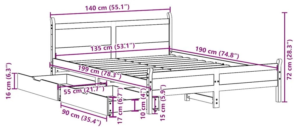 ΣΚΕΛΕΤΟΣ ΚΡΕΒ. ΧΩΡΙΣ ΣΤΡΩΜΑ ΚΑΦΕ ΚΕΡΙΟΥ 135X190 ΕΚ ΜΑΣΙΦ ΠΕΥΚΟ 3309787