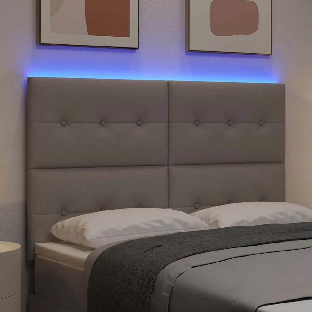 vidaXL LED κεφαλάρι Taupe ύφασμα