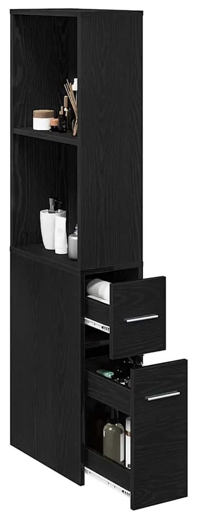 vidaXL Σετ Επίπλων Μπάνιου Επιτοίχιο Μαύρη Οξυά 22 x 41 x 135 εκ.