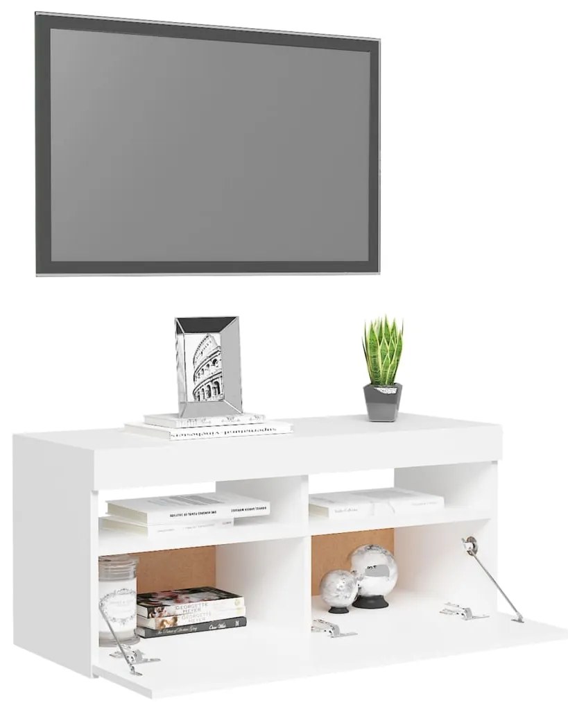 vidaXL Έπιπλο Τηλεόρασης με LED Λευκό 90 x 35 x 40 εκ.