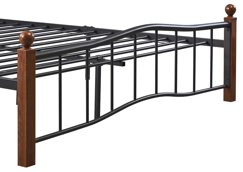 Κρεβάτι Ημίδιπλο ArteLibre ARROWHEAD Μαύρο/Καρυδί Μέταλλο Για Στρώμα 120x200cm