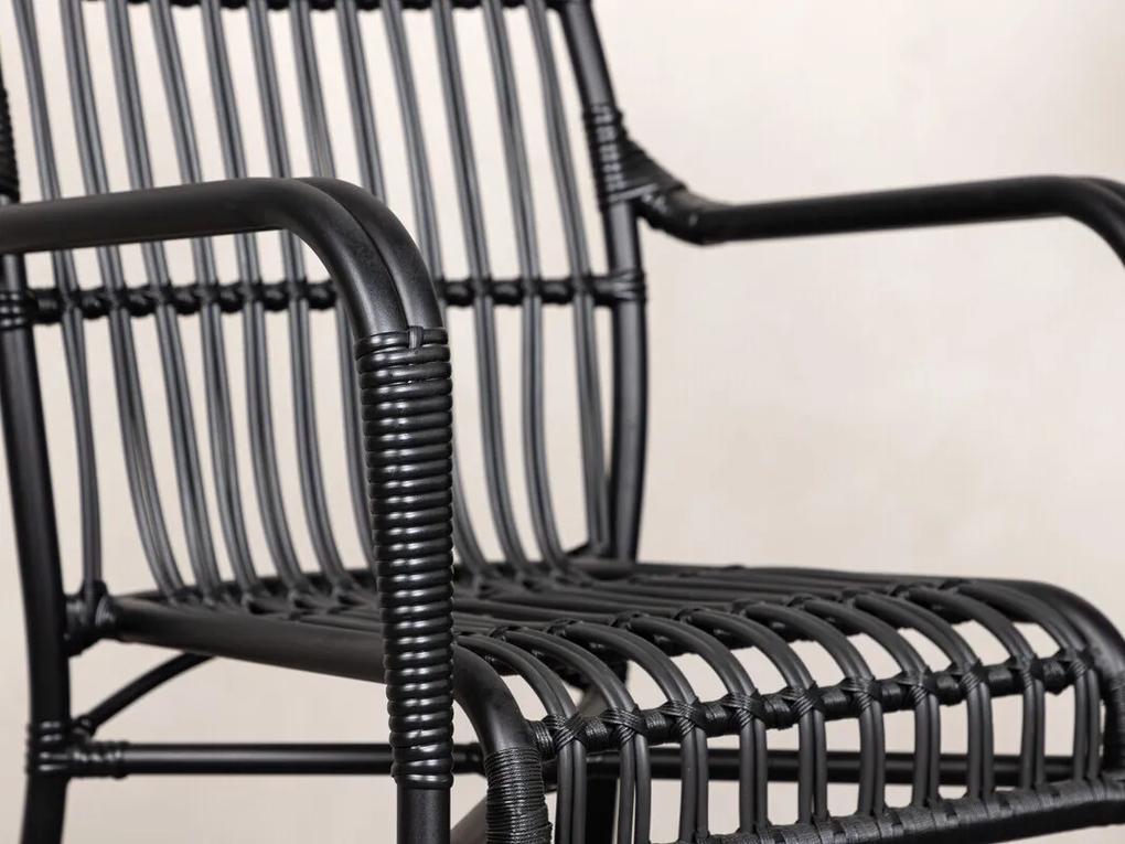 Καρέκλα εξωτερικού χώρου Dallas 3840, 90x57x64cm, Μαύρο, Μέταλλο, Πλαστικό ψάθινο | Epipla1.gr