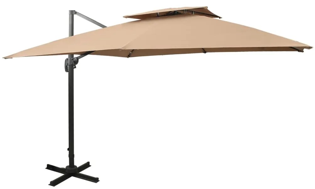 vidaXL Ομπρέλα Κρεμαστή με Διπλή Οροφή Taupe 300 x 300 εκ.