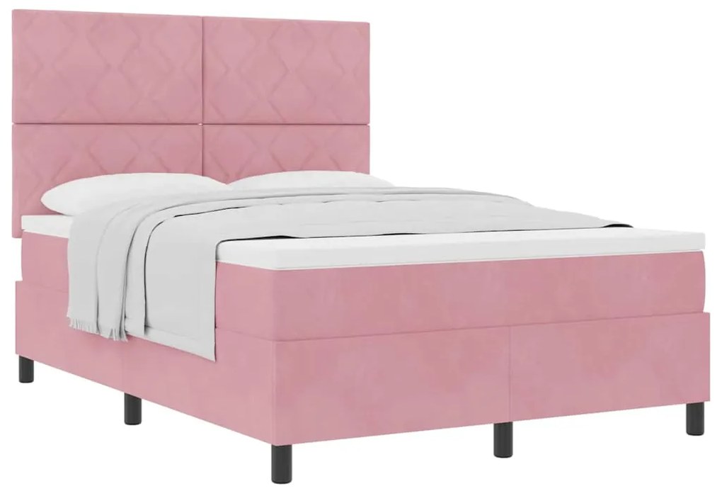 vidaXL Κρεβάτι με ελατήρια με στρώμα Ροζ 160 x 200 cm Βελούδο