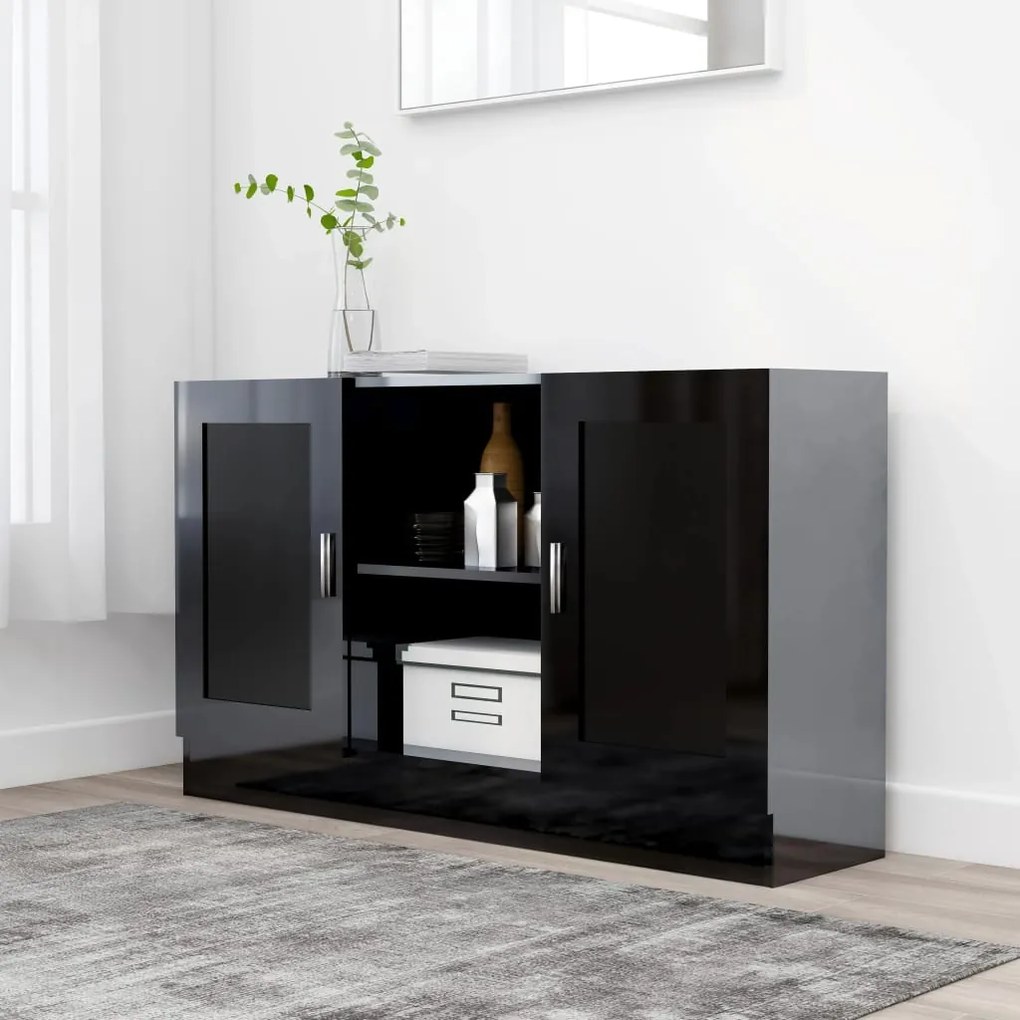 vidaXL Μπουφές Γυαλιστερό Μαύρο 120 x 30,5 x 70 εκ. από Μοριοσανίδα