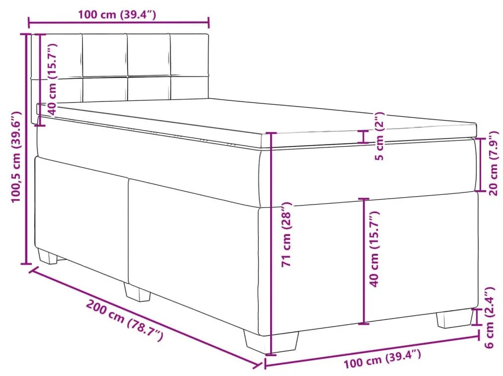 Κρεβάτι Boxspring με Στρώμα Ανοιχτό Γκρι 100x200 εκ. Υφασμάτινο - Γκρι